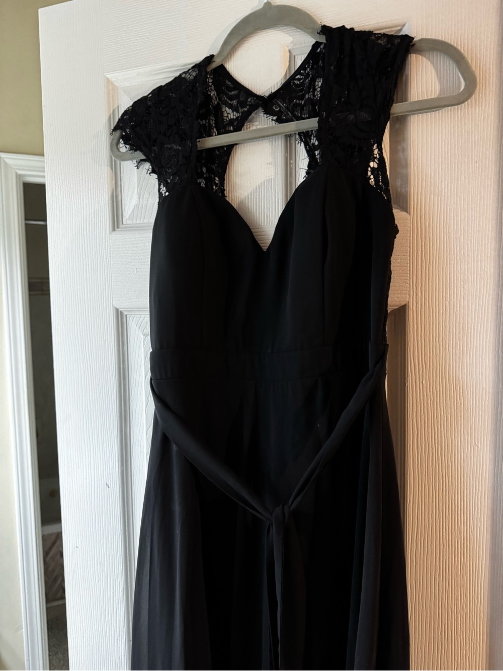 Black Lace Yoke Maxi Dress